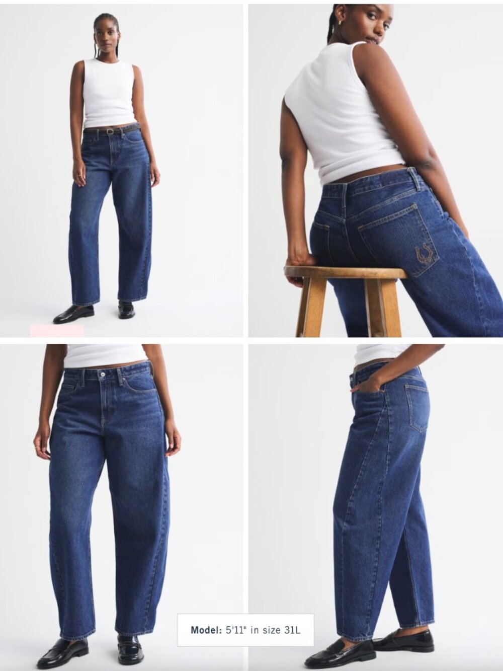 Abercrombie & Fitch Curve Love Mid Rise Barrel Horseshoe Embroidered Jean - 26S